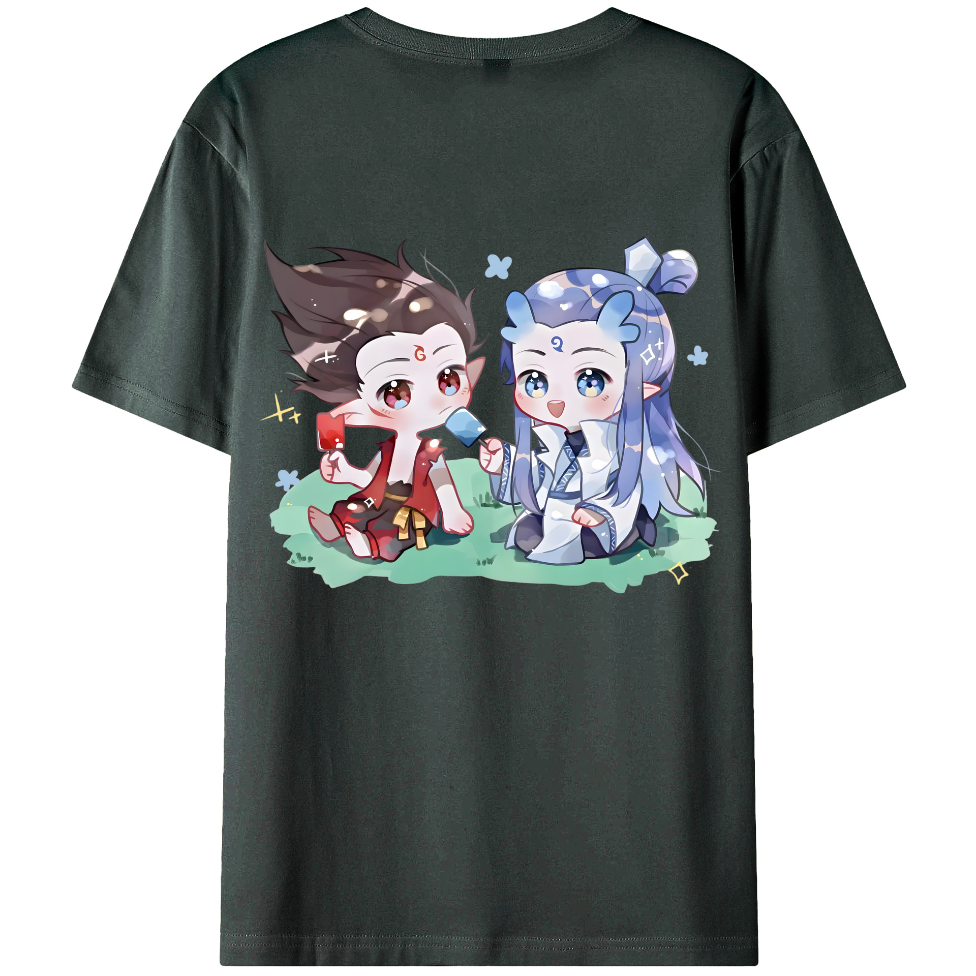 （画像用） Ne Zha 2 ナタ 魔童の大暴れ 綿100％ メンズ半袖Tシャツ（バックプリント） 通気性